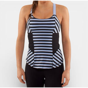 LULULEMON Top Women Size 6 Small Sea Stripe Polar Haze Black Work It Out Tank